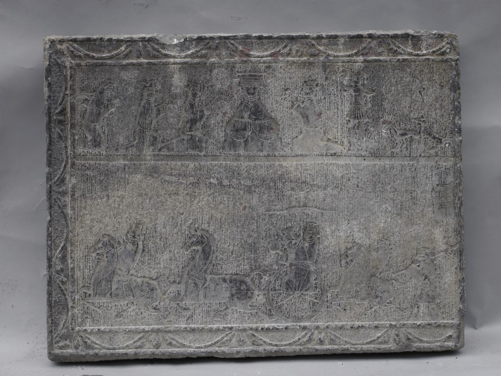 西王母车骑图画像石